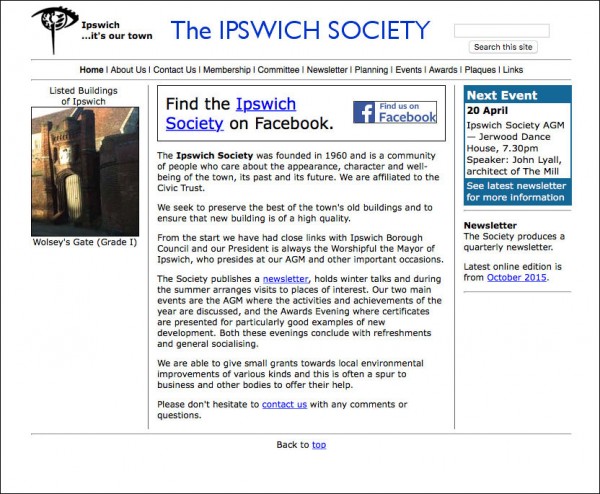 Ipswich Society original homepage